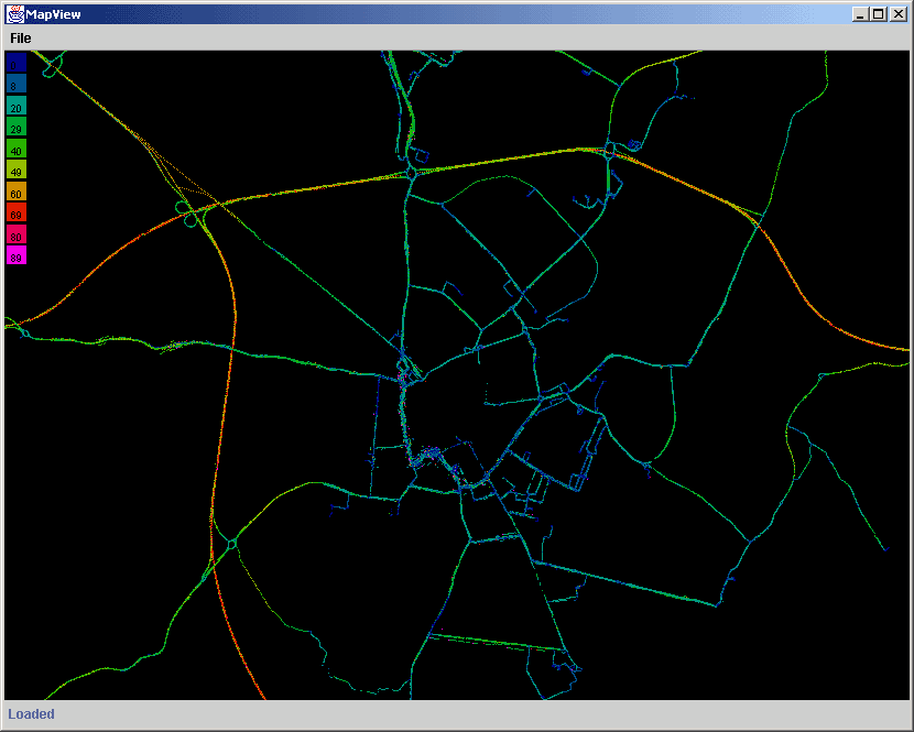 A track plot showing vehicle speed